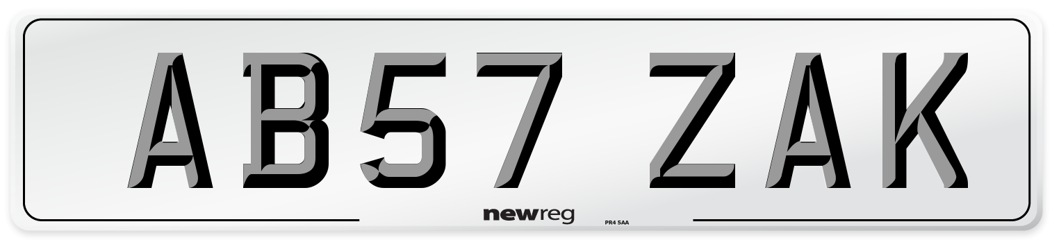 AB57 ZAK Number Plate from New Reg